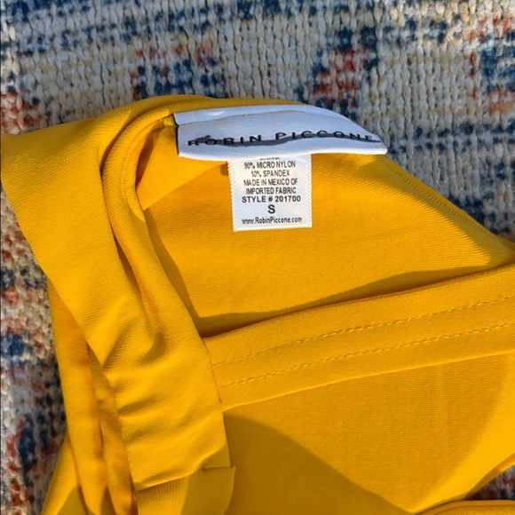 Robin Piccone Ava Scoop Neck Bikini Top in Marigold Yellow SZ S NWOT - Picture 5 of 5